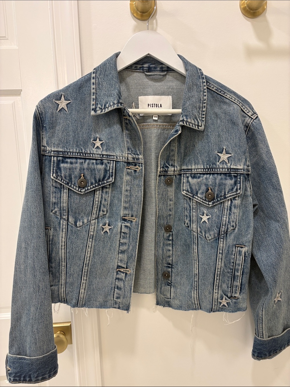pistola Light Blue Star Embroidered Denim Jacket